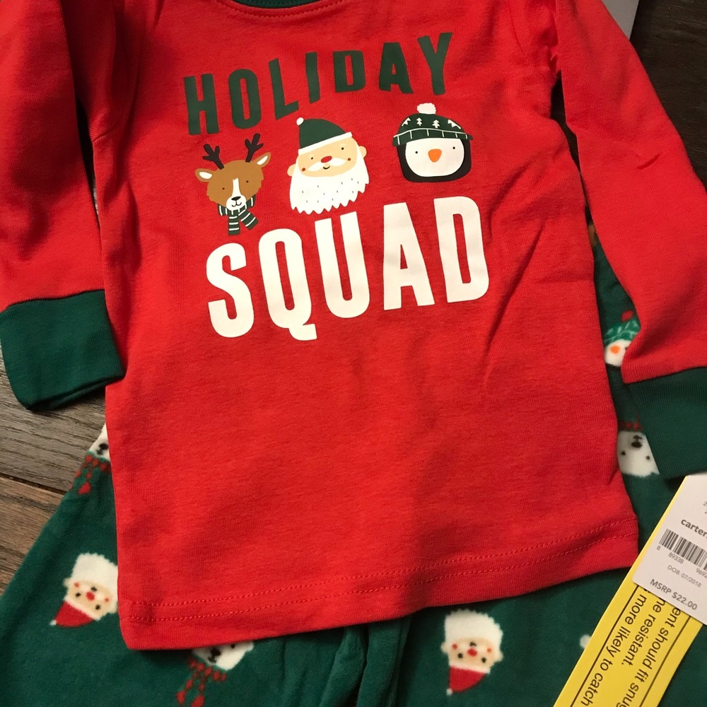 Carters size 2T Holiday Squad fleece bottom pajama